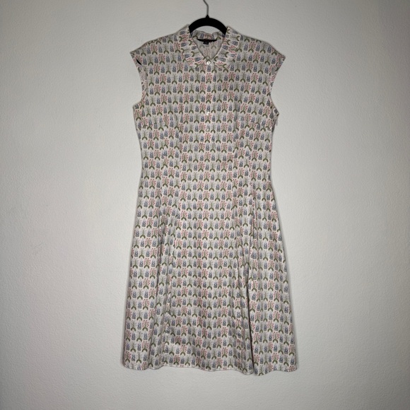 Brooks Brothers Dresses & Skirts - Brooks Brothers Multicolor Botanical Cotton Fit And Flare Midi Dress Size 8